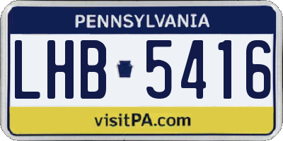 PA license plate LHB5416