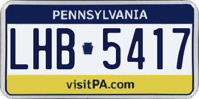 PA license plate LHB5417