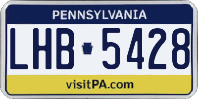 PA license plate LHB5428