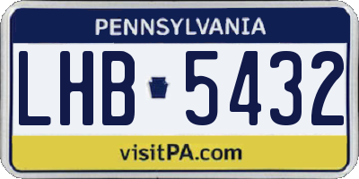 PA license plate LHB5432