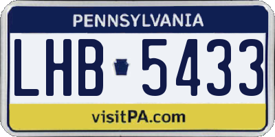 PA license plate LHB5433