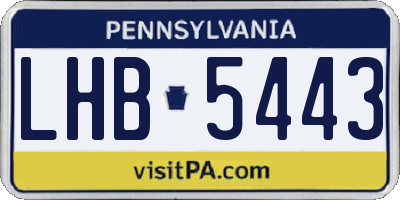 PA license plate LHB5443