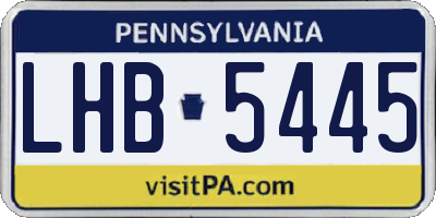 PA license plate LHB5445