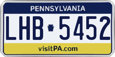 PA license plate LHB5452