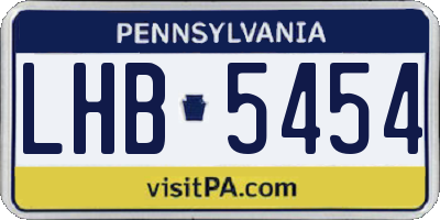 PA license plate LHB5454