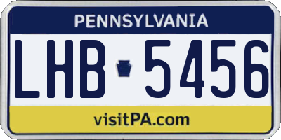 PA license plate LHB5456