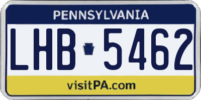 PA license plate LHB5462