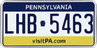 PA license plate LHB5463