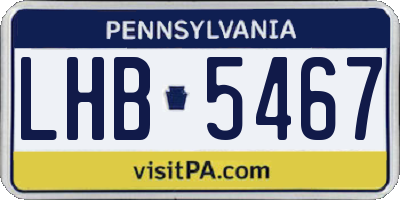 PA license plate LHB5467