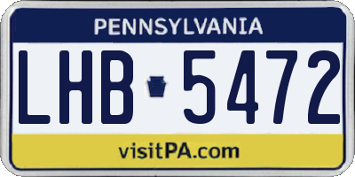 PA license plate LHB5472