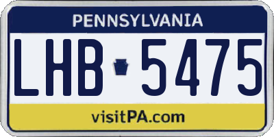 PA license plate LHB5475