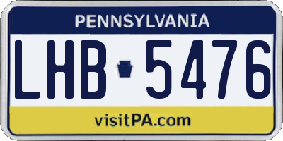 PA license plate LHB5476