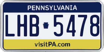 PA license plate LHB5478