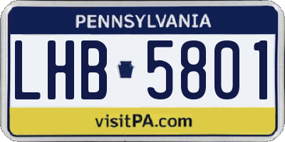 PA license plate LHB5801