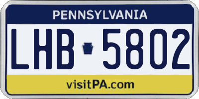 PA license plate LHB5802