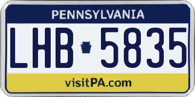 PA license plate LHB5835