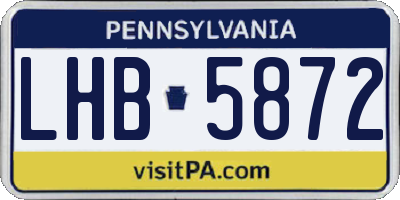 PA license plate LHB5872