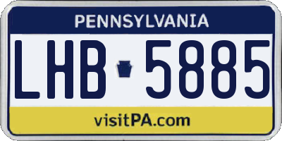 PA license plate LHB5885