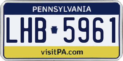 PA license plate LHB5961