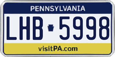 PA license plate LHB5998