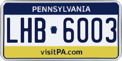 PA license plate LHB6003