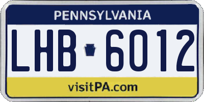 PA license plate LHB6012