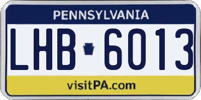 PA license plate LHB6013