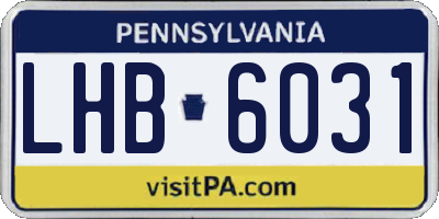 PA license plate LHB6031