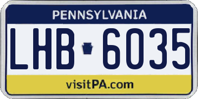 PA license plate LHB6035