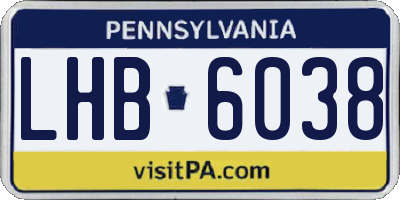 PA license plate LHB6038