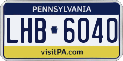 PA license plate LHB6040
