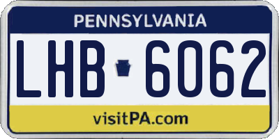 PA license plate LHB6062