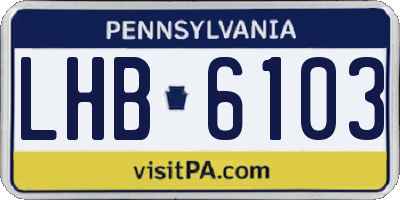PA license plate LHB6103