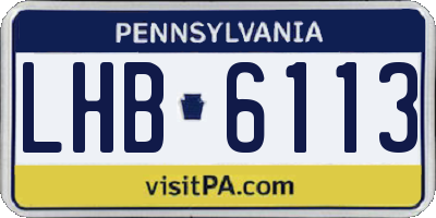 PA license plate LHB6113