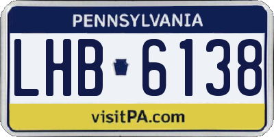 PA license plate LHB6138