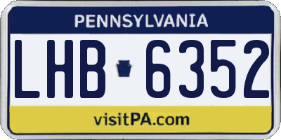PA license plate LHB6352