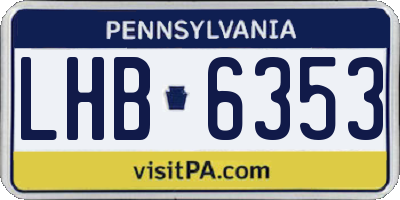 PA license plate LHB6353