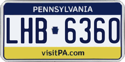 PA license plate LHB6360