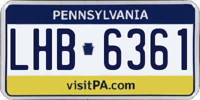 PA license plate LHB6361