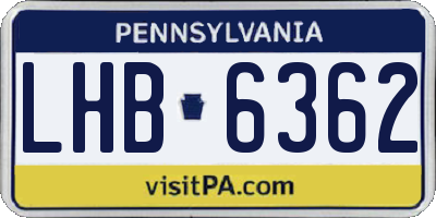 PA license plate LHB6362