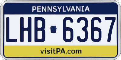 PA license plate LHB6367