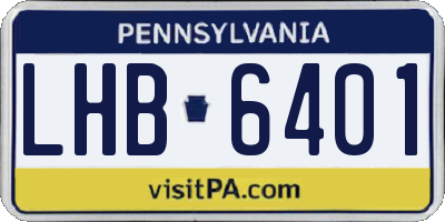 PA license plate LHB6401