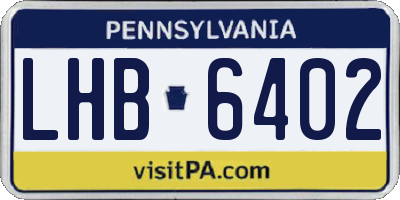 PA license plate LHB6402