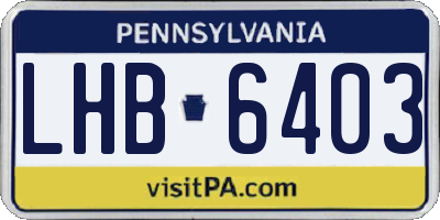 PA license plate LHB6403