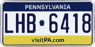 PA license plate LHB6418