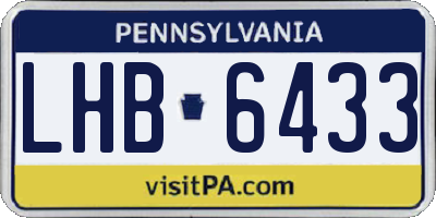 PA license plate LHB6433