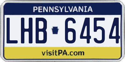 PA license plate LHB6454