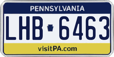 PA license plate LHB6463