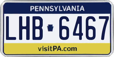 PA license plate LHB6467