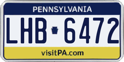 PA license plate LHB6472